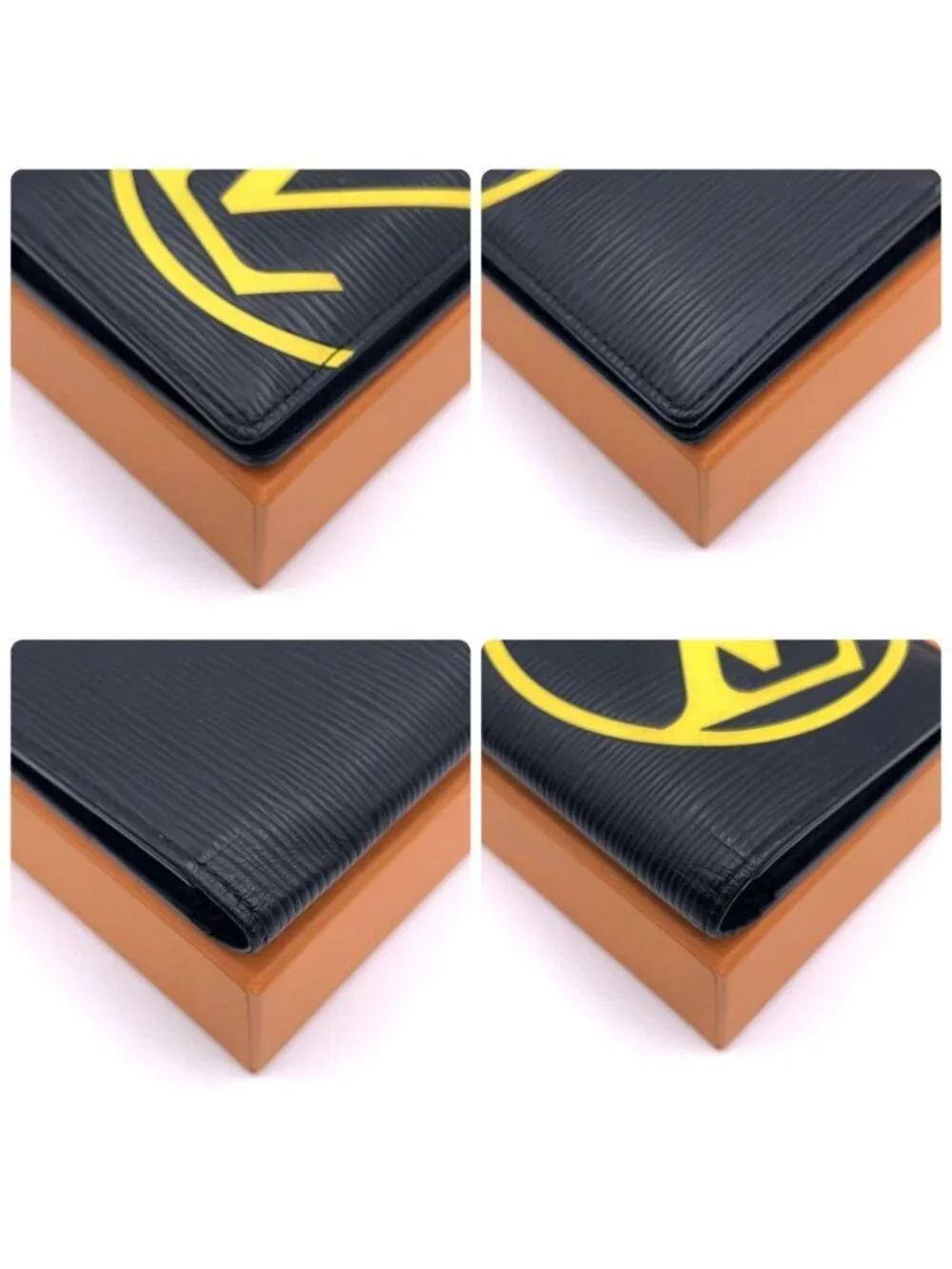 Louis Vuitton Epi Portefeuille Brazza Circle Black Yellow Wallet